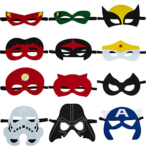 image for Totteri 30pcs Superhero Masks for Kids Birthday Costumes, Felt Mask Pa