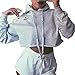 GBSELL Women Girl Hoodie Sweatshirt Crop Top Coat Sports Pullover Tops (Gray, S)