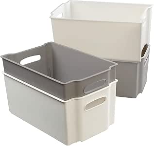 Joycky Mediano caja de Almacenamiento Plástico, Cajas Apilables sin