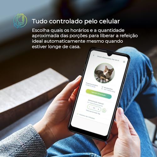 Smart Alimentador Pet Wi-Fi Positivo Casa Inteligente, Agendamento de Porções por App, Gravador de Voz, 4L, Sensor antiobstrução, Tigela removível – Compatível com Alexa e Google Assistente