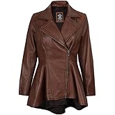 Decrum Womens Leather Jacket - Peplum Style Casual Real Lambskin Leather Jackets for Women