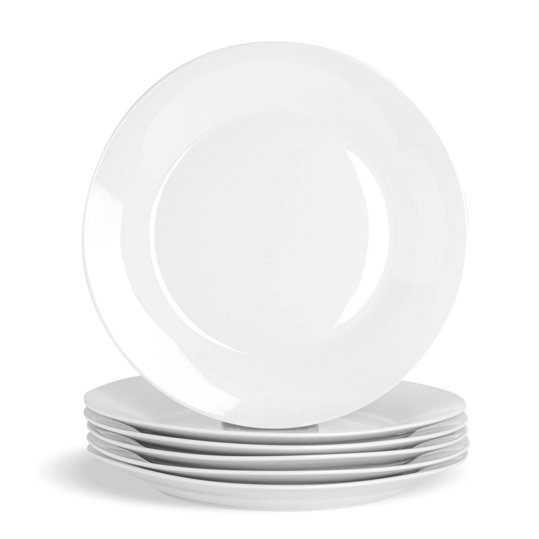 Argon Tableware 6-Piece Classic White Dinner Plates 27cm - Dishwasher and Microwave Safe Porcelain 10.5 inches Large Main Course Plate Dinner Serving Dishes Set