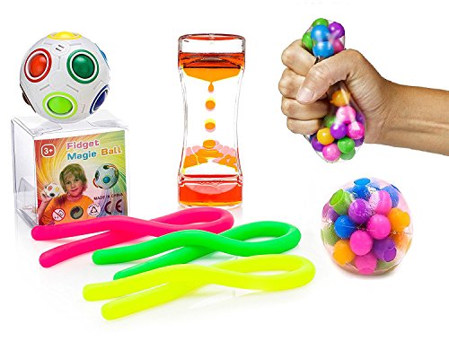 VITAL TOYS Fidget Toys 8 Pack Includes DNA Balls,Liquid Motion Timer,Magic Ball,Stretchy Strings & Flippy Chain/Autism Toys/Sensory Toys for Autistic Children/Fidget Bundle/Fidgets for Classroom