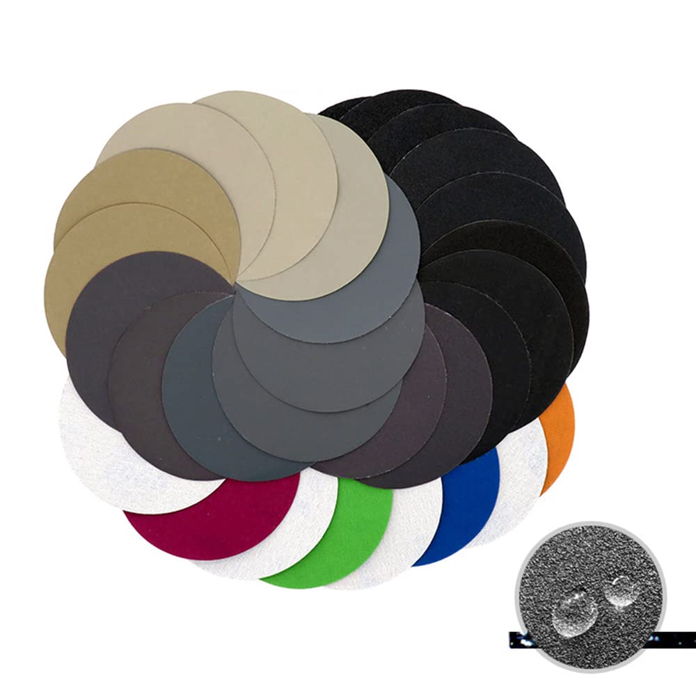 20pcs Round Wet Dry Water Sanding Discs 7 Inches 180mm Grit 1000/2000/3000/4000 Sandpaper Hook and Loop Flocking Sanding Discs Pad Sanding and Polishing for Electric Grinder