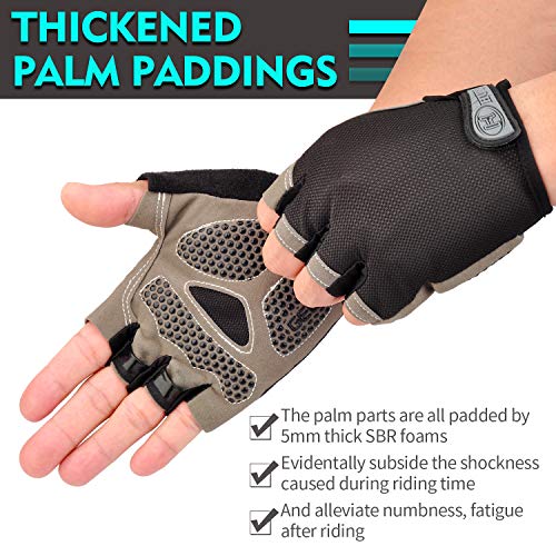 BOBILIFE Bike Cycling Gloves - Bicycle Motorcycle Riding Anti-Slip Breathable Shockproof Outdoor Sports Half Finger Gloves (M, Upgrade)