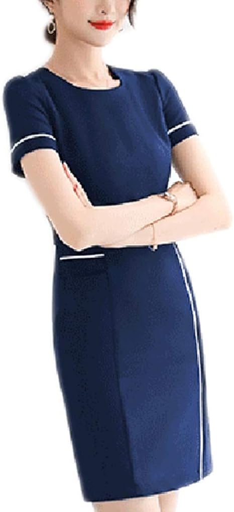 Amazon Co Jp ドレス ワンピース レディース 女性のカクテルフォーマルスイング 女性用半袖スカート作業服プロフェッショナルスカート2色7サイズ スリーブスリムビジネスペンシル Color A Size Xxl ホーム キッチン
