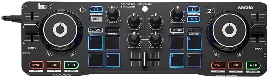 Hercules DJControl Starlight Compact DJ Controller with Built-In LED Lights