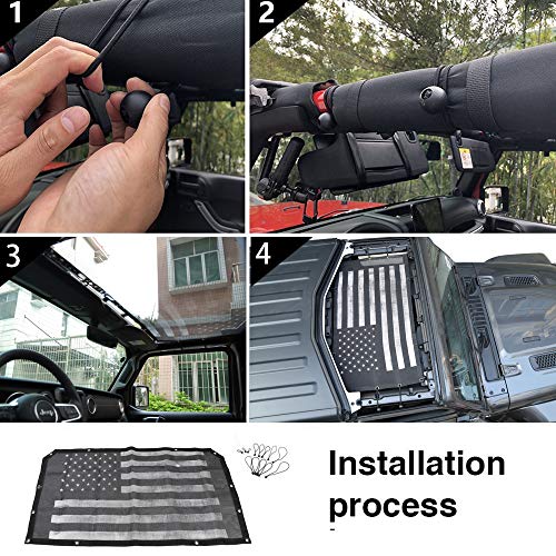 Voodonala Sun Shade Mesh Top Sunshade for 2018 2019 Jeep Wrangler JL