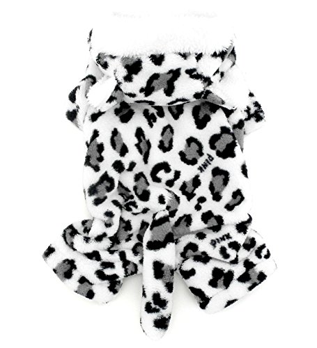SMALLLEE_LUCKY_STORE Pet Small Dog Cat Clothes Fleece Snow Leopard Panthera Uncia Costume Halloween Dress Up White