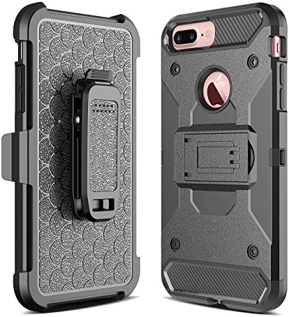 Romiky Belt Clip Armor Case for iPhone 7 Plus / 6 Plus / 6s Plus 5.5 inch Kickstand Cover with holster, Full Protection Combo Shell, Sport Outdoor (5.5 inch for iphone 7 plus/6 plus/6s plus)