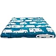 Camco 53440 Life is Better at The Campsite Plush Fleece Blanket, Queen Size - Keeps You Warm While at Home, Camping or on Picnics - Machine Washable - Features a Brand RV Print, Blue