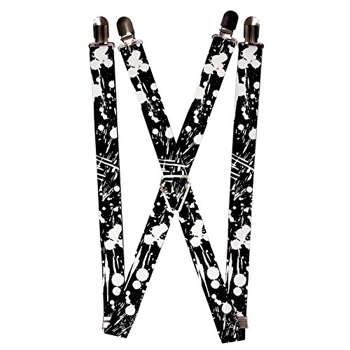 Black and White Scattered Paint Splatter Suspenders