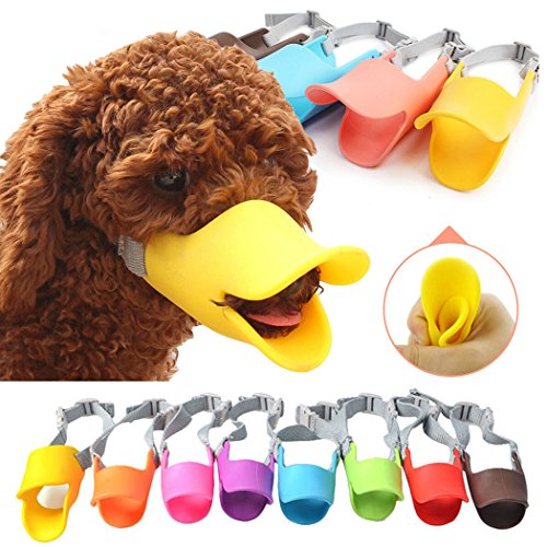 Legendog Dog Muzzle, Anti Bite Duck Mouth Shape Dog Mouth Covers Anti-called Muzzle Masks Pet Mouth Set Bite-proof Silicone Material (M, Yellow)