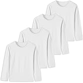 4 Pack Girls Long Sleeve Shirts Kids Cotton Basic Tees Crewneck Fall Tops for Toddler Girls（2T-14Years）