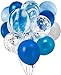 Confetti Latex Balloons, 20Pcs Blue and Sliver Biodegradable Party Balloon for Wedding Decoration