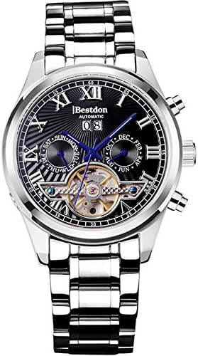 Bestdon Mens Silver Casual Luxury Business Luminous Skeleton Mechanical Watches