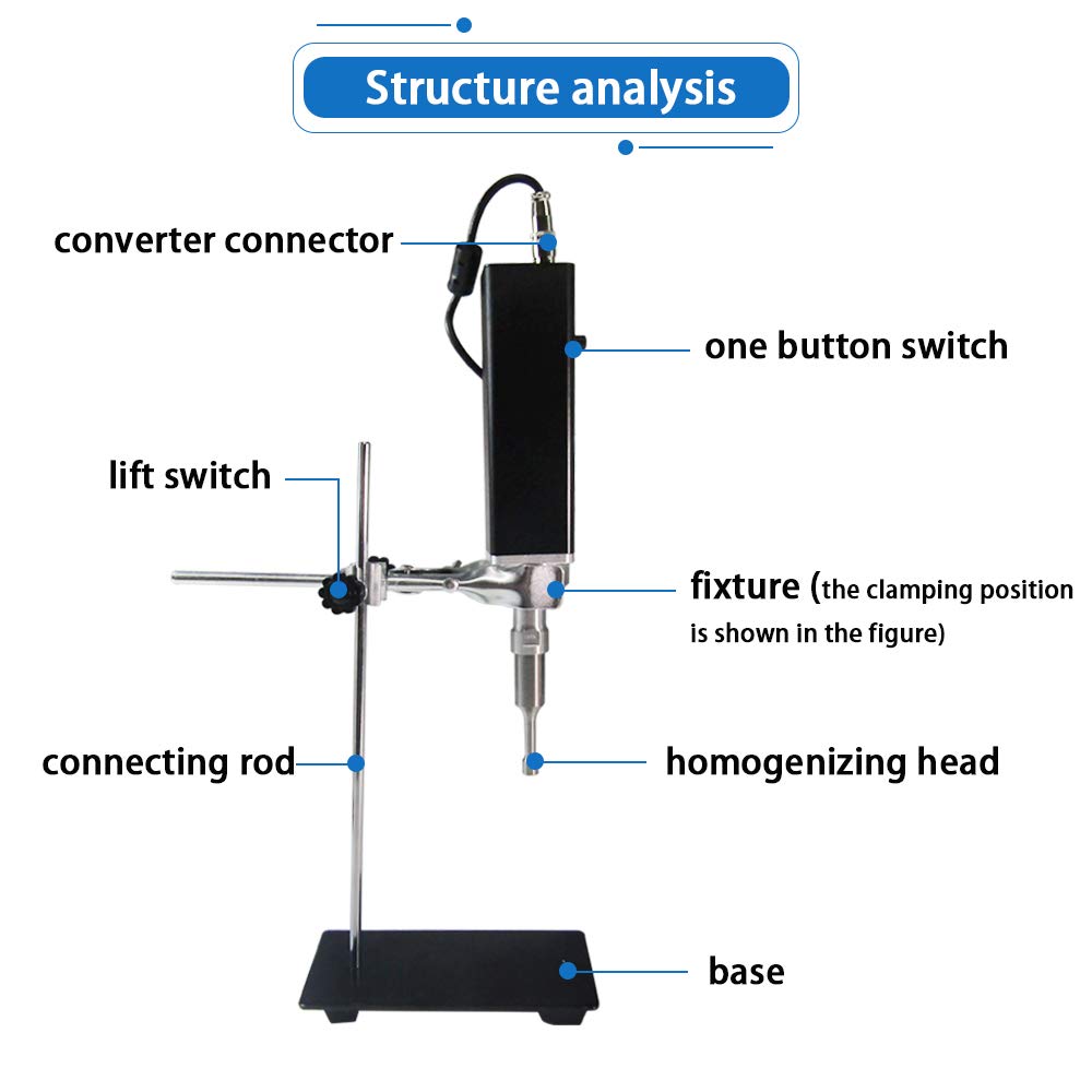 MXBAOHENG Handheld Ultrasonic Homogenizer Lab Emulsifier Sonicator Processor Laboratory Emulsifying Machine for Cells Homogenization& Emulsification&Mixing (500W 10mL~500mL) - Image 5