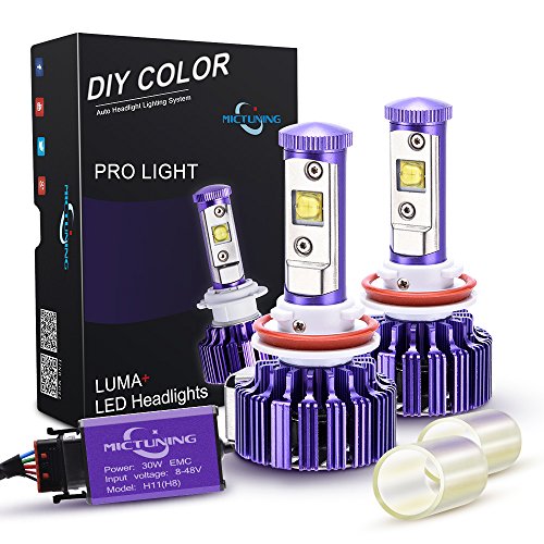 MICTUNING [LUMA+] H11, H8, H9 Cree LED Headlight Bulbs – 60W 6,000Lm White(6,000K)/Amber(3,000K) Plug & Play Conversion Kit (Pack of 2)