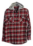 Gioberti Mens Hooded Long Sleeve Plaid Flannel Button Down Shirt
