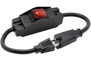 KHGUZ Car Outdoor Extension Cord with Switch On/Off, 16A 250V 14AWG Heavy Duty Waterproof Lighted Auto Extension Cord Inline Switch for Electrical Equipment, Universal for RV, SUV, Truck