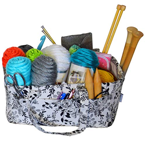 Stitch Happy Yarn Caddy Storage Basket for Knitting and Crochet