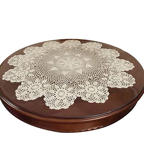 Laivigo New Handmade Crochet Lace Round Table Cloth Doilies Doily,24 Inch,Beige
