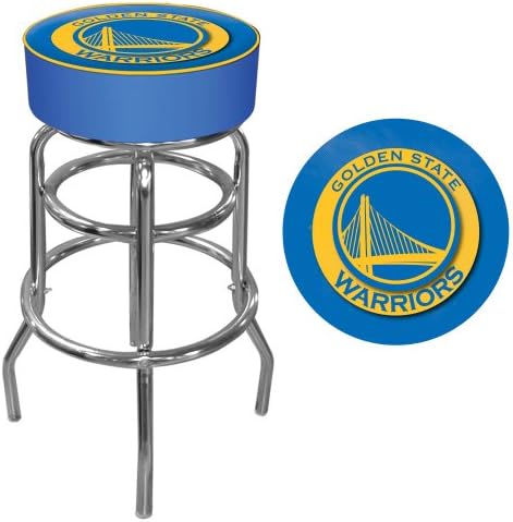 Bar Stool - Golden State Warriors Logo Stool with Foam Padded Seat - Swivel Chair for Game Room, Garage, or Home Bar by Trademark Global