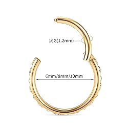 PEAKLINK 18G Conch Hoop Ring Septum Jewelry Daith
