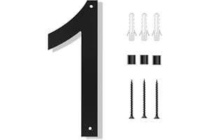 Takytao 8 Inch house numbers for outside, Large Modern Black House Numbers Floating Acrylic Door Numbers with Nail Kits, Easy to Install for Exterior House Address Mailbox Garage Street Yard(Number 1)