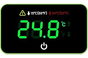 VABIRA Aquarium Temperature Meter, LED Flashes When Beyond Normal Temperature Range, Reef Tank Thermometer, Terrarium Water Temperature Test