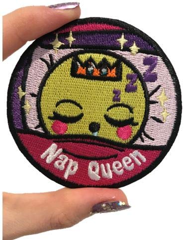 Smixies Nap Queen Military Morale Embroidered Applique Hook Backed Patch for customising Jeans Jacket, Clothing, Bags