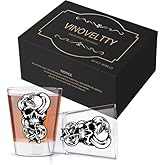 Vinoveltty Skull Shot Glasses Set of 2, Skull Gifts for Men Women Goth Lovers, Fathers Day Halloween Christmas Birthday Gifts for Dad Brother Husband, 2oz