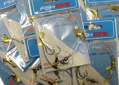 Fishzone RIG PRO SERIES - 10 Packs of Single Type Commercial Quality CLIPPED RIGS Ready Tied Rigs - Ideal for Sea and Shore Fishing (2, 1, 1/0 and 2/0 hooks available)