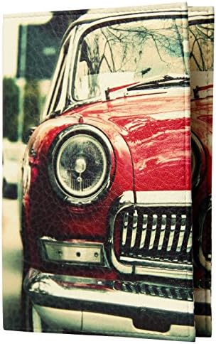 ECO Leather Passport Cover! Cute Passport Holder for Travel! Designer Passport case for Men and Women! ECO Leather Passport Cover Best Gift for Journey! (Retro car)