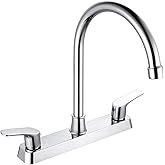 SOLVEX 2 Handle Kitchen Sink Faucet, High Arc 360 Swivel Stainless Steel Pipe 3 Hole Kitchen Faucet, Commercial Modern Chrome Kitchen Sink Faucet, US-SP-80066