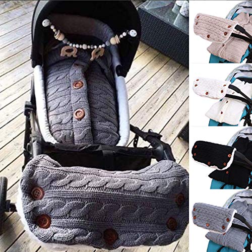2PCS Baby Fleece Blanket Swaddle with Stroller Hand Muff Hands Warmer,Baby Stroller Sleeping Bag Sleep Sack Blanket with Hand Warmer Glove Wrap for Baby & Mommy (Black) - Thumbnail 5