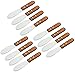 Wall2Wall Stainless Steel Straight Edge Wide Butter Spreader Deluxe Sandwich Cream Cheese Condiment Knives Set Kitchen Tools, Wood Handle, 8” (12)
