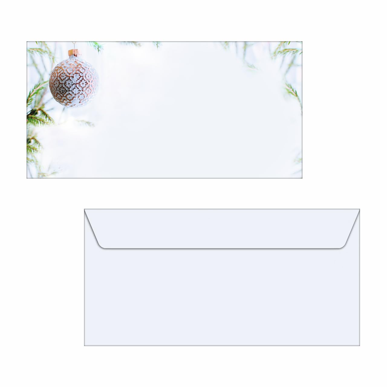 SIGEL DU302 Envelopes with Christmas pattern, White and Green, DL size (11 x 22 cm), 50 Pieces — image 1