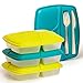 Reusable-Easy To Clean Lunch Kit Containers With Easy Knife and Fork Storage on Lid Included, Lunchbox for Adults and Kids - SET of 4!