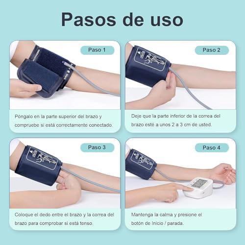 Tensiómetro de Brazo, Medidor Tension Arterial Digital Profesional, Tensiometro Automático para uso doméstico, Detector electrónico de frecuencia cardíaca, Blood Pressure Monitor