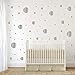 Assorted Size Polka Dot Decals - Repositionable Peel and Stick Circle Wall Decals for Nursery, Kids Room, Mirrors, and Doors (Silver)