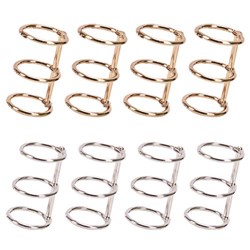 8 PCS Metal 3-Ring Loose Leaf Binders Book Rings 20mm Inner Diameter,Binding Spines Combs,DIY Diary Photo Album Rings Book Calendar Round Circle,Silver and Golden - Thumbnail 6