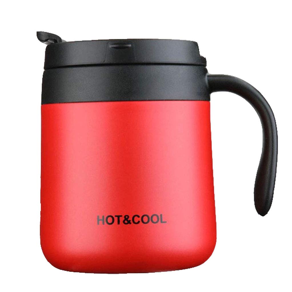 Gteller 12oz Stainless Steel Coffee Mug, Double Wall Insulated Vacuum Mug with Lid and Handle Keeping Beverage hot and Cold (Red)