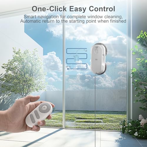 HUTT DDC56 Window Cleaning Robot Double Beam with Ultrasonic Spray Function, Electric Window Cleaner Remote Control with Dual Water Tank, Window Edge Detection