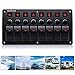 VETOMILE Waterproof 3PIN 8 Gang Marine Boat Rocker Switch Panel with Circuit Breaker Overload Protection and LED Rocker Indicator for 12V-24V Vehicles RV Car Truck Trailer