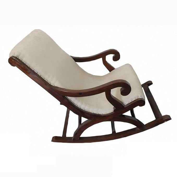 THEWOODMART Teak Wood Rocking Chair, Wooden Rolling Chair, Wooden Easy