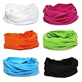 BMC 6pk Solid Colored Multifunctional Seamless Head Bandana Neckwear Scarf Wrap