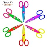 E-More Safe Paper Decorative Edging Scissors Scrapbooking Edger Scissors Art Creative Crafts Scissors Wave Edge Cutters Great for Teachers Students Kids Design (6 Pack)