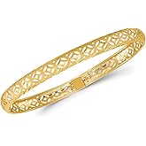 Gem And Harmony 14K Yellow Gold Polished Laser Design Bangle Bracelet (6.00 mm)