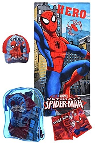 Kids Spider-Man Swim Set in Backpack, Set of Towel, Cap and Swim Short